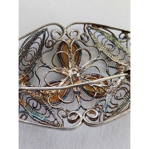 Vintage filigree sterling silver brooch - Picture 4 of 4